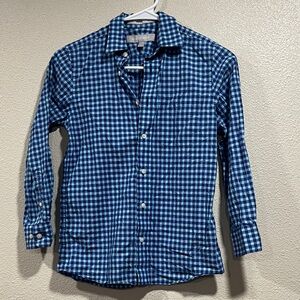 Nordstrom Blue Checkered Boys Dress Shirt 100% Cotton